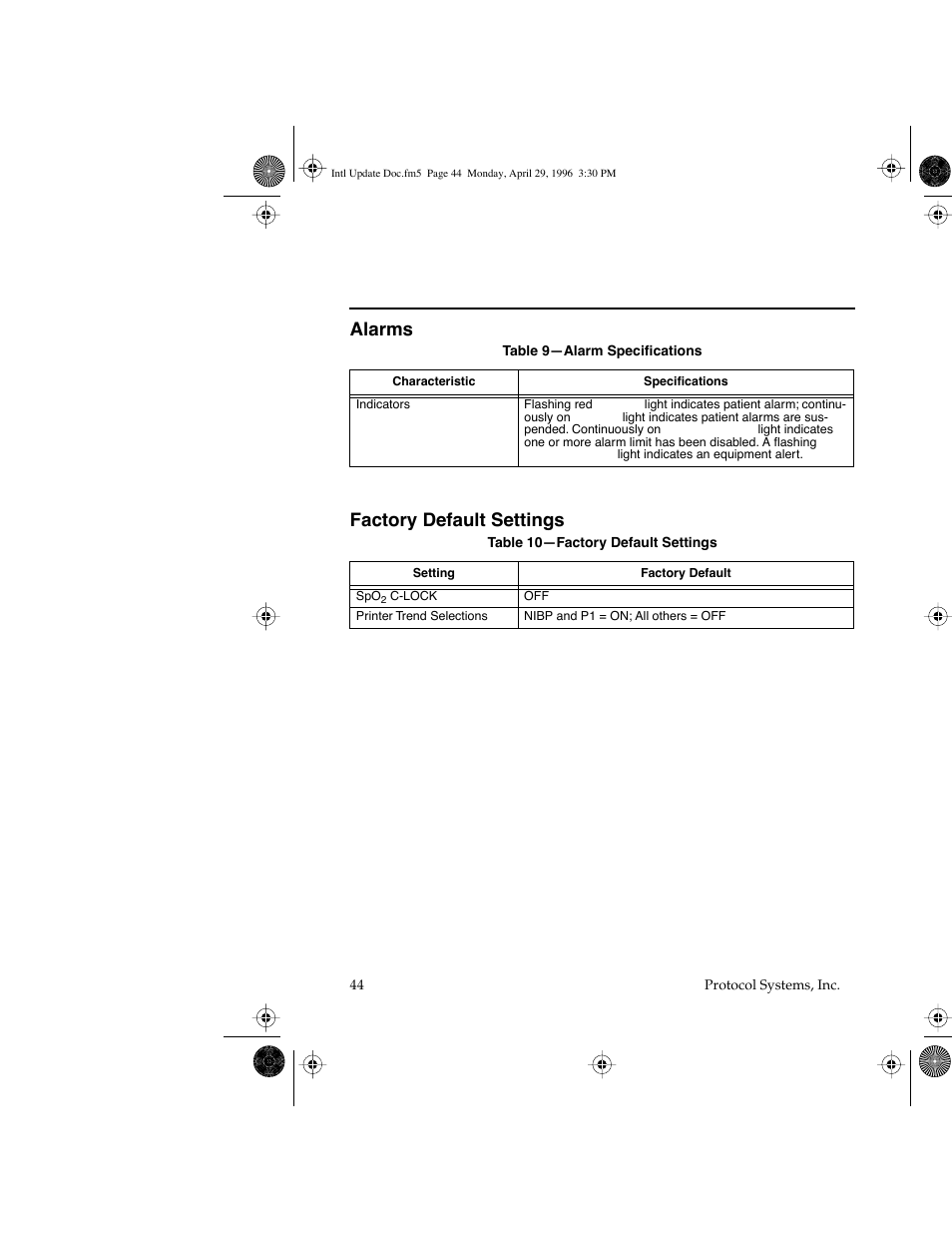 Alarms factory default settings | Welch Allyn Propaq Encore Update - Quick Reference Guide User Manual | Page 46 / 60