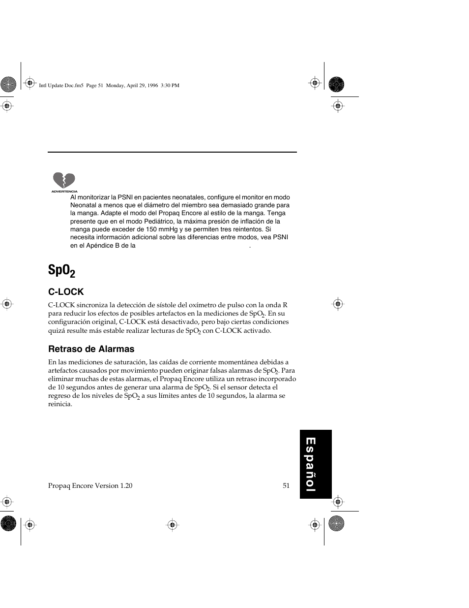Español | Welch Allyn Propaq Encore Update - Quick Reference Guide User Manual | Page 53 / 60
