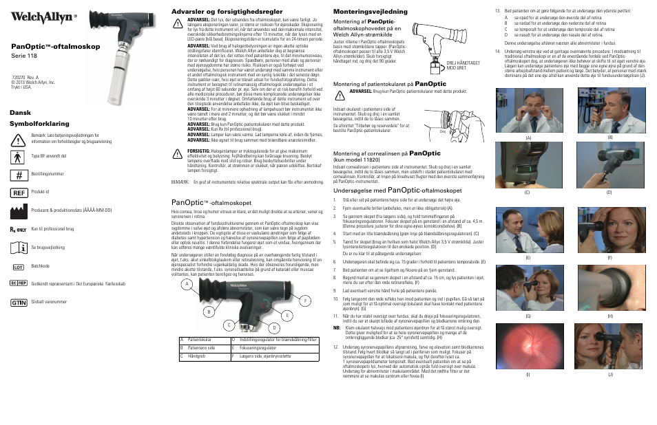Panoptic, Oftalmoskop, Monteringsvejledning | Welch Allyn Panoptic Ophthalmoscope - Quick Reference Guide User Manual | Page 13 / 36