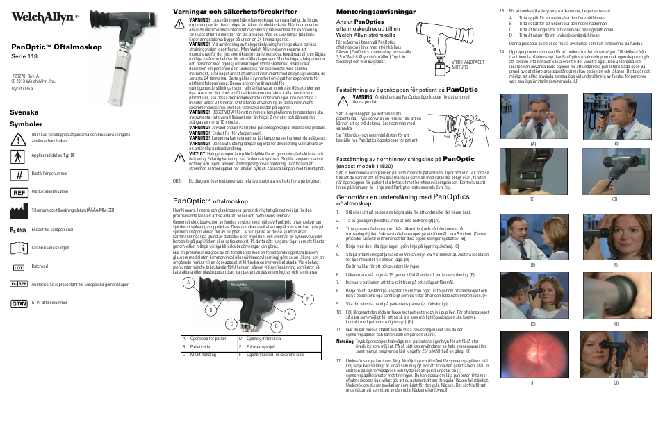 Panoptic, Panoptics, Oftalmoskop | Monteringsanvisningar | Welch Allyn Panoptic Ophthalmoscope - Quick Reference Guide User Manual | Page 21 / 36