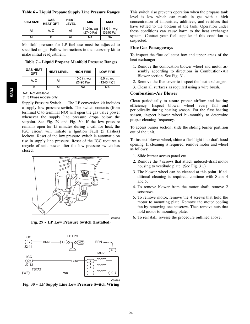 Flue gas passageways, Combustion--air blower | Bryant 580J*04--12 User Manual | Page 24 / 73