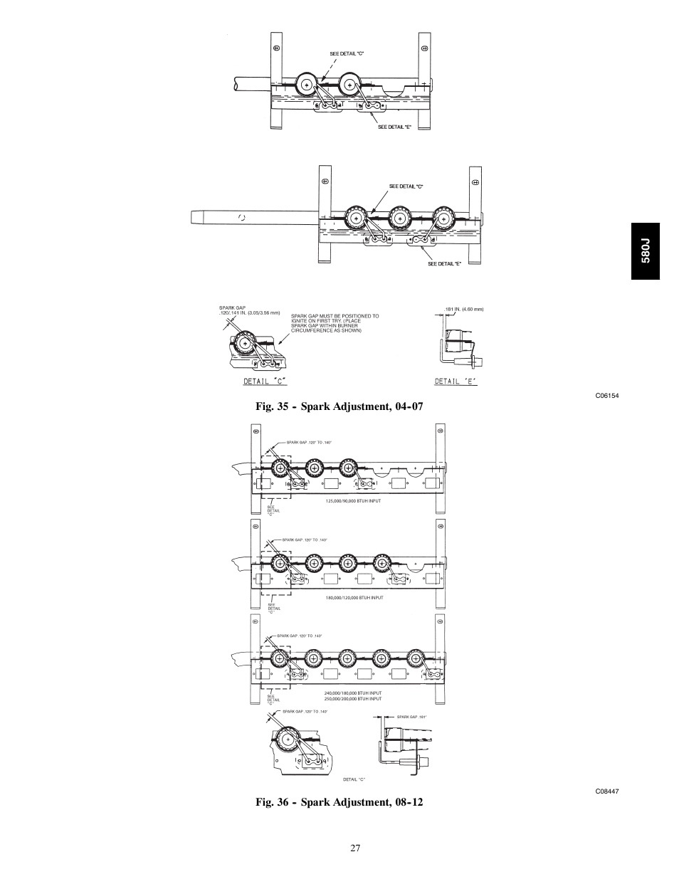 Fig. 35 -- spark adjustment, 04 | Bryant 580J*04--12 User Manual | Page 27 / 73