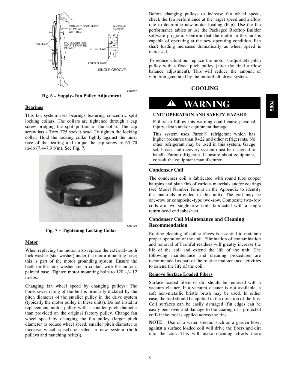 Cooling, Warning | Bryant 580J*04--12 User Manual | Page 5 / 73