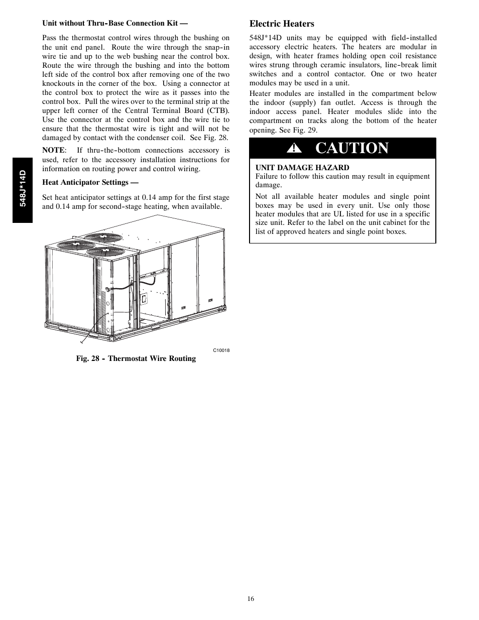 Caution | Bryant 548J*14D User Manual | Page 16 / 36