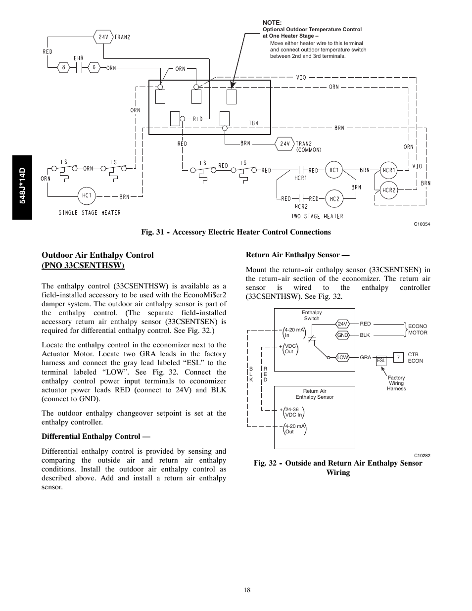 Outdoor air enthalpy control (pno 33csenthsw) | Bryant 548J*14D User Manual | Page 18 / 36