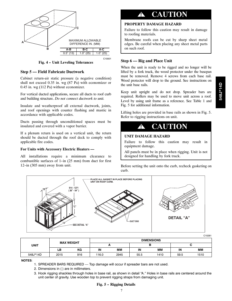 Caution | Bryant 548J*14D User Manual | Page 7 / 36