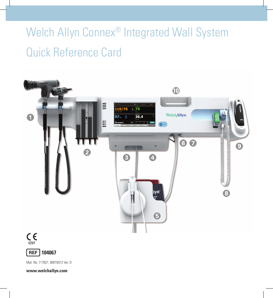 Welch allyn connex, Integrated wall system quick reference card | Welch Allyn Connex Integrated Wall System, CIWS - Quick Reference Guide User Manual | Page 6 / 6