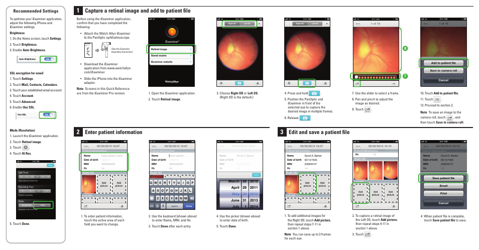 Welch Allyn iExaminer - Quick Reference Guide User Manual | 2 pages