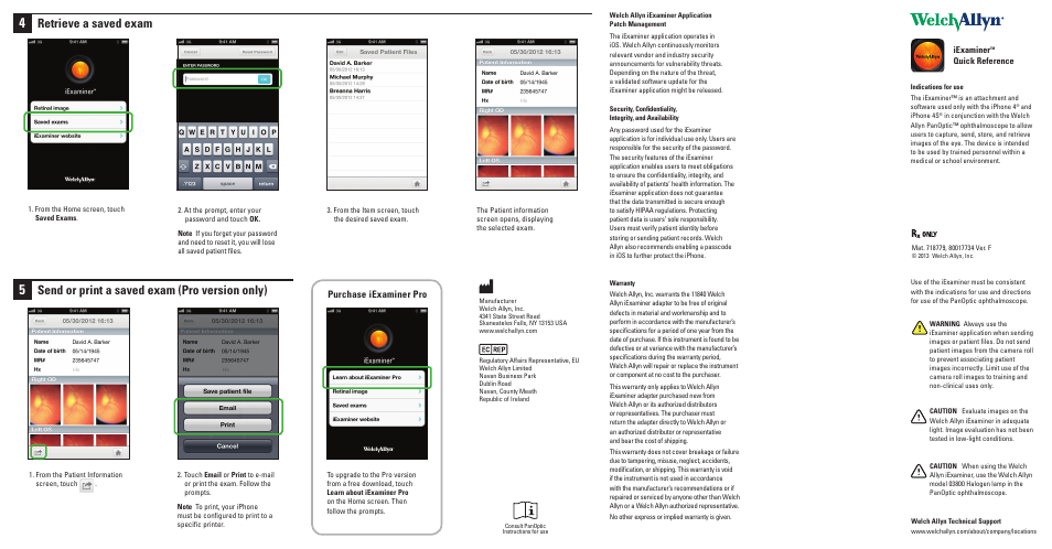 Purchase iexaminer pro | Welch Allyn iExaminer - Quick Reference Guide User Manual | Page 2 / 2