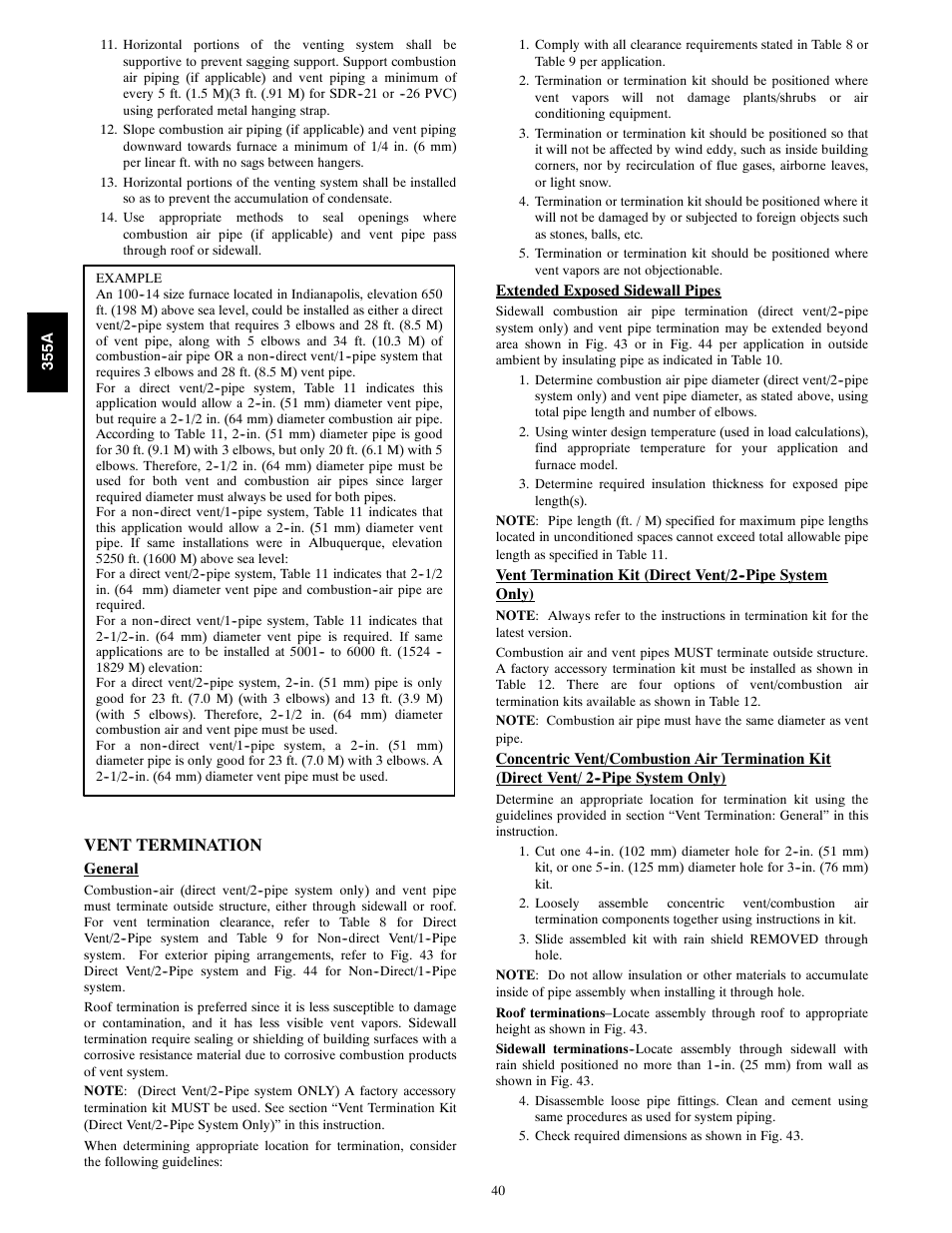 Vent termination | Bryant Bruant 4 Way Gas 355AAV User Manual | Page 40 / 60