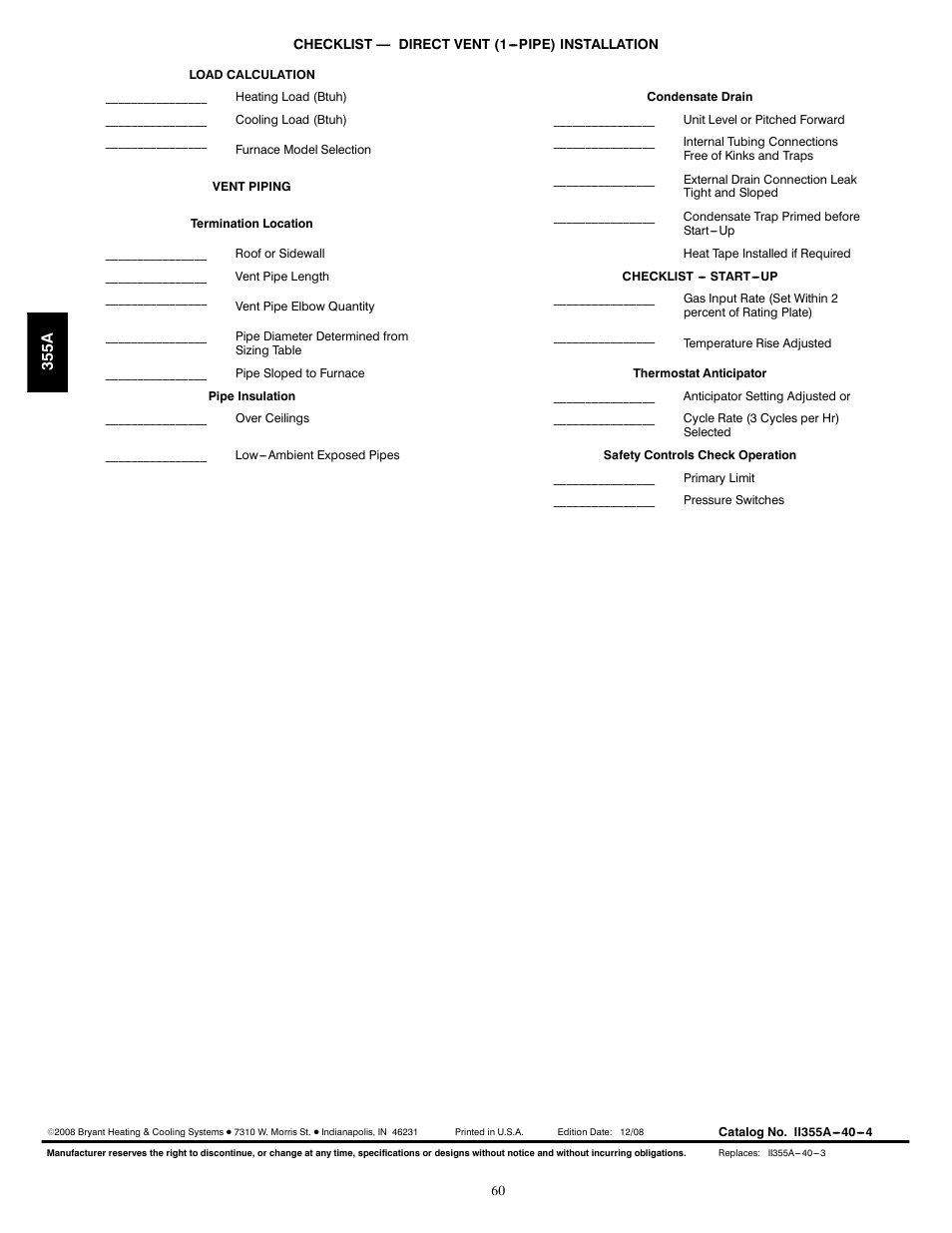 Bryant Bruant 4 Way Gas 355AAV User Manual | Page 60 / 60