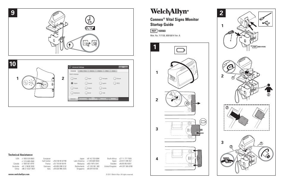 Welch Allyn Connex Vital Signs Monitor, Startup Guide - Quick Reference Guide User Manual | 2 pages