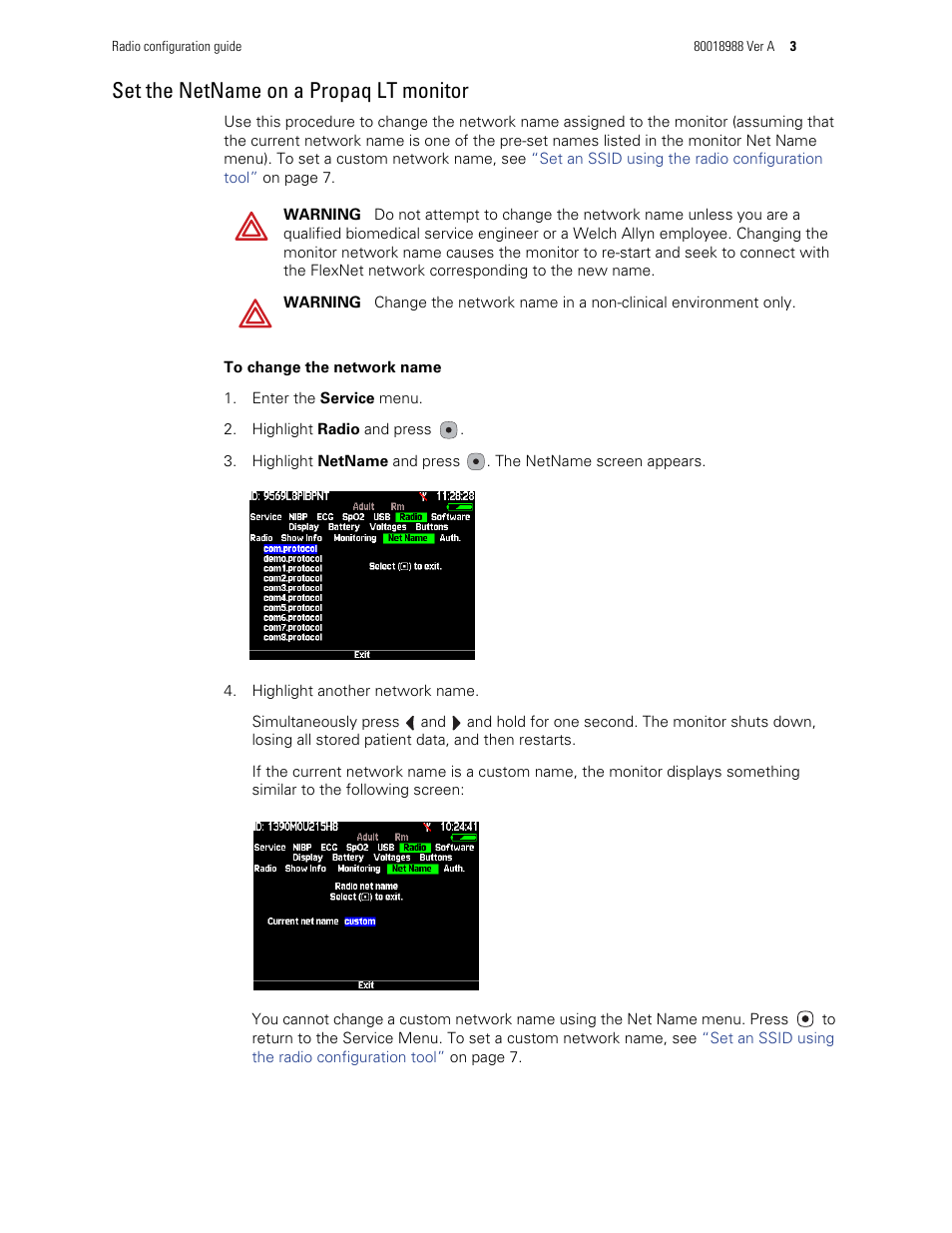Set the netname on a propaq lt monitor | Welch Allyn Propaq LT Monitor Radio Configuration - Quick Reference Guide User Manual | Page 3 / 8