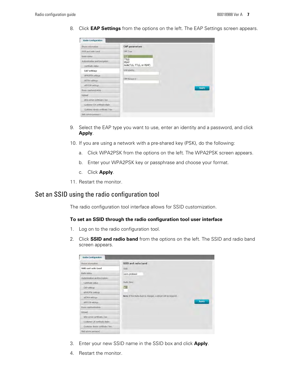 Set an ssid using the radio configuration, Tool, Set an ssid using | The radio configuration tool, Set an ssid using the radio configuration tool | Welch Allyn Propaq LT Monitor Radio Configuration - Quick Reference Guide User Manual | Page 7 / 8