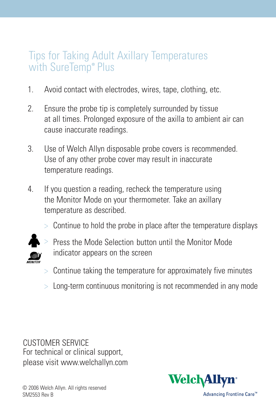 Plus | Welch Allyn SureTemp Plus Adult Axillary Temperature - Quick Reference Guide User Manual | Page 2 / 2