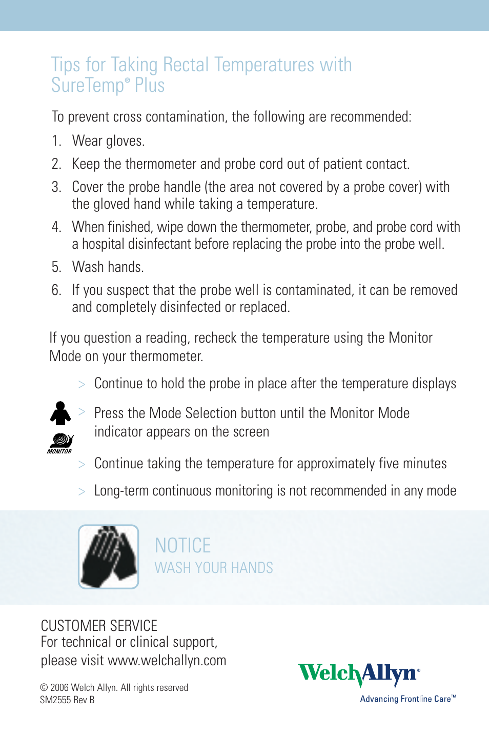 Tips for taking rectal temperatures with suretemp, Plus notice | Welch Allyn SureTemp Plus Rectal Temperature - Quick Reference Guide User Manual | Page 2 / 2