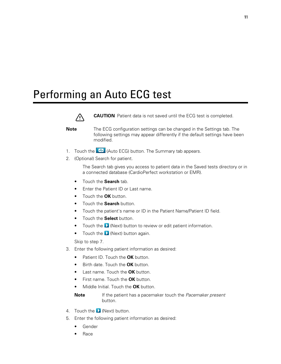 Performing an auto ecg test | Welch Allyn CP150 - Quick Reference Guide User Manual | Page 15 / 24