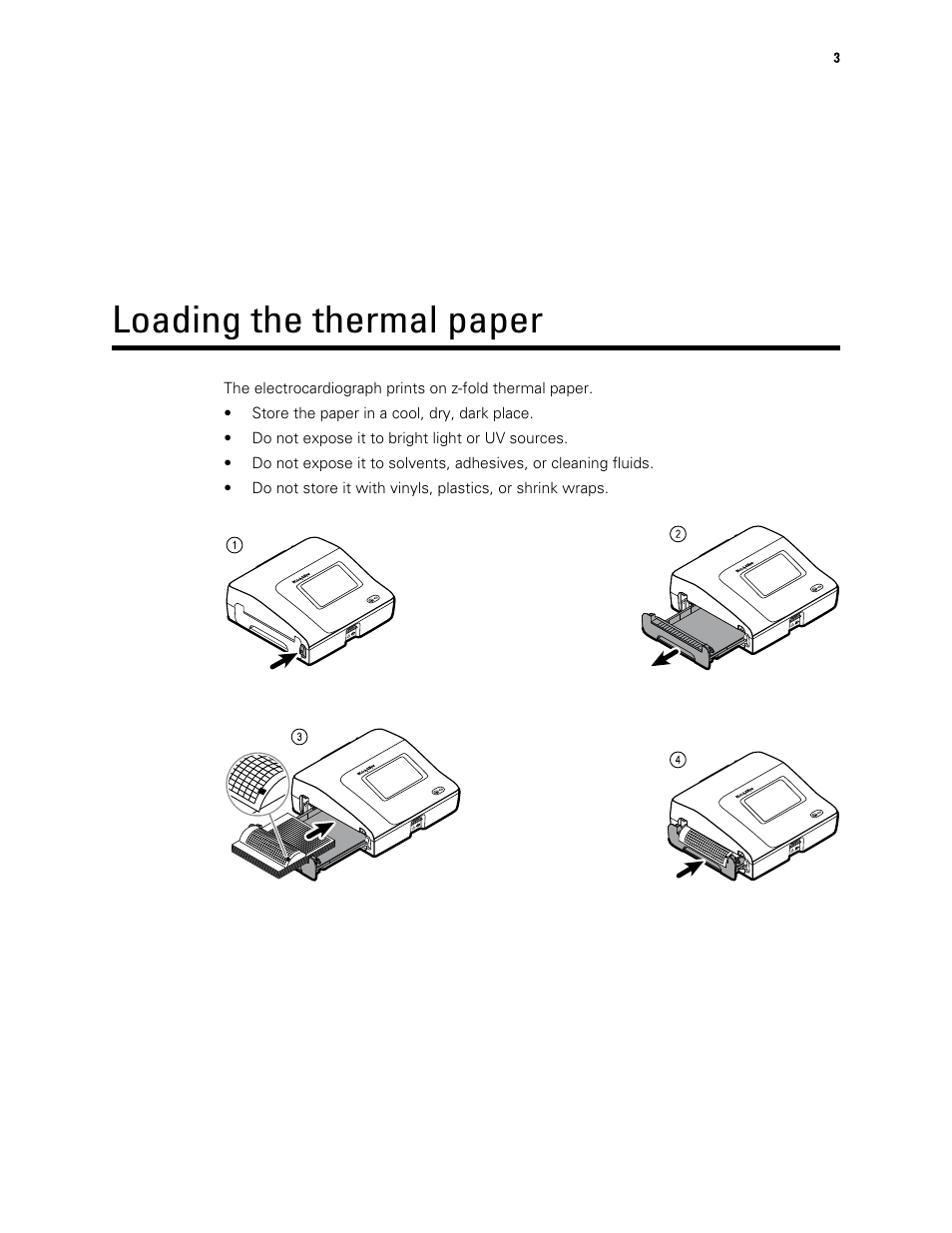 Loading the thermal paper | Welch Allyn CP150 - Quick Reference Guide User Manual | Page 7 / 24