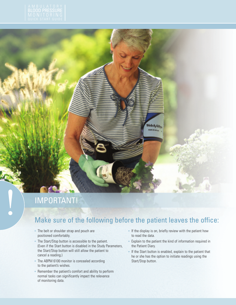 Important details, Important | Welch Allyn CardioPerfect Ambulatory Blood Pressure Monitoring - Quick Reference Guide User Manual | Page 3 / 6