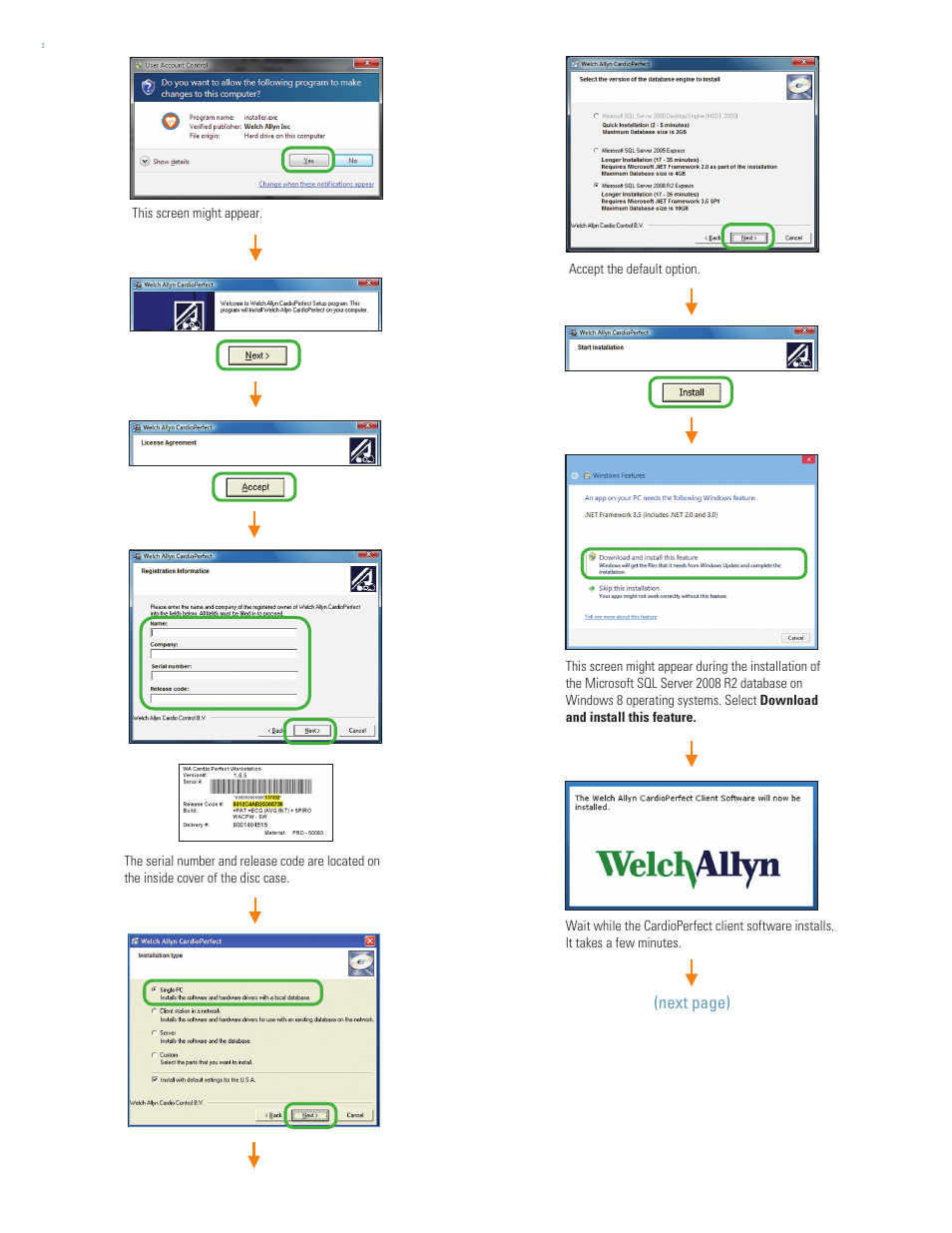 Welch Allyn CardioPerfect Workstation 1.6.5 Software Self Installation - Quick Reference Guide User Manual | Page 2 / 12
