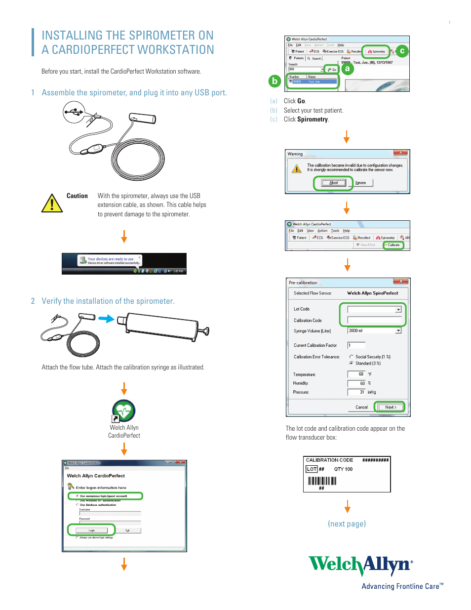 Welch Allyn CardioPerfect Workstation 1.6.5 Software Self Installation - Quick Reference Guide User Manual | Page 7 / 12