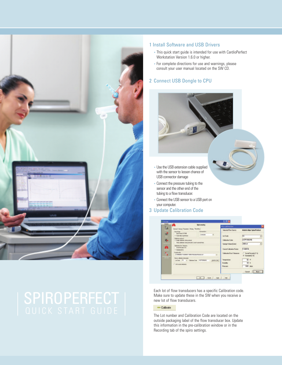 Installation instructions, Spiroperfect | Welch Allyn SpiroPerfect Spirometry Quick Start - Quick Reference Guide User Manual | Page 3 / 6