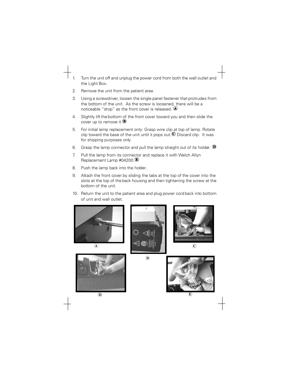 Instructions | Welch Allyn Exam Light III 35W Halogen Lamp Replacement Instructions - Quick Reference Guide User Manual | Page 2 / 2