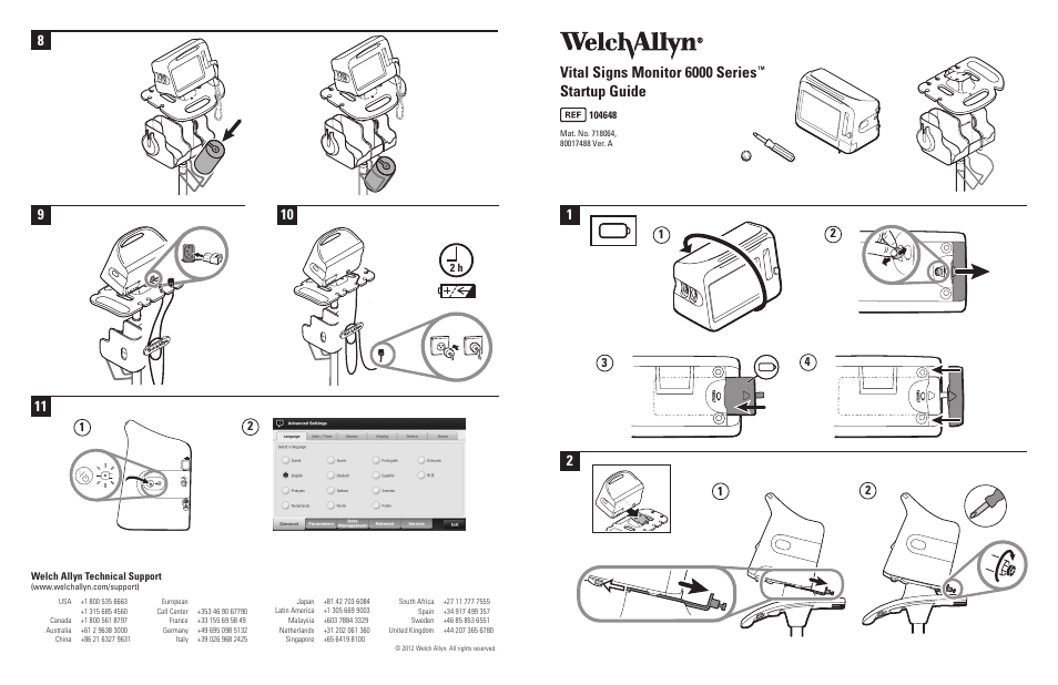 Welch Allyn Connex Vital Signs Monitor, Startup Guide, Hardcopy, VSM6000 - Quick Reference Guide User Manual | 2 pages