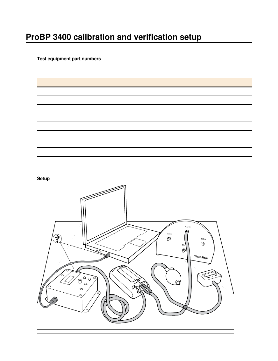 Probp 3400 calibration and verification setup | Welch Allyn Connex ProBP 3400 Digital Blood Pressure Device - Quick Reference Guide User Manual | Page 8 / 11