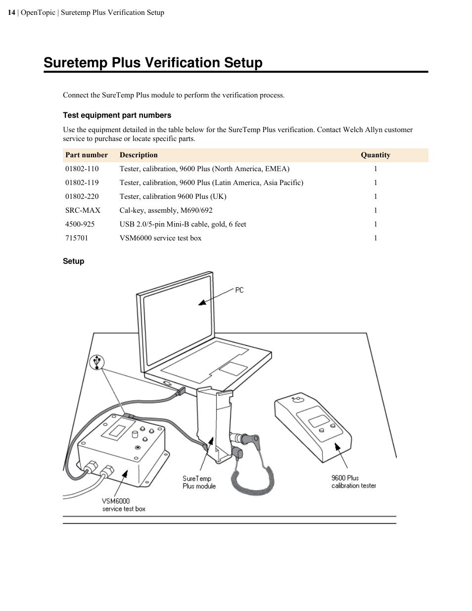 Suretemp plus verification setup | Welch Allyn Suretemp Plus Calibration/Verification Module Notes - Quick Reference Guide User Manual | Page 12 / 13