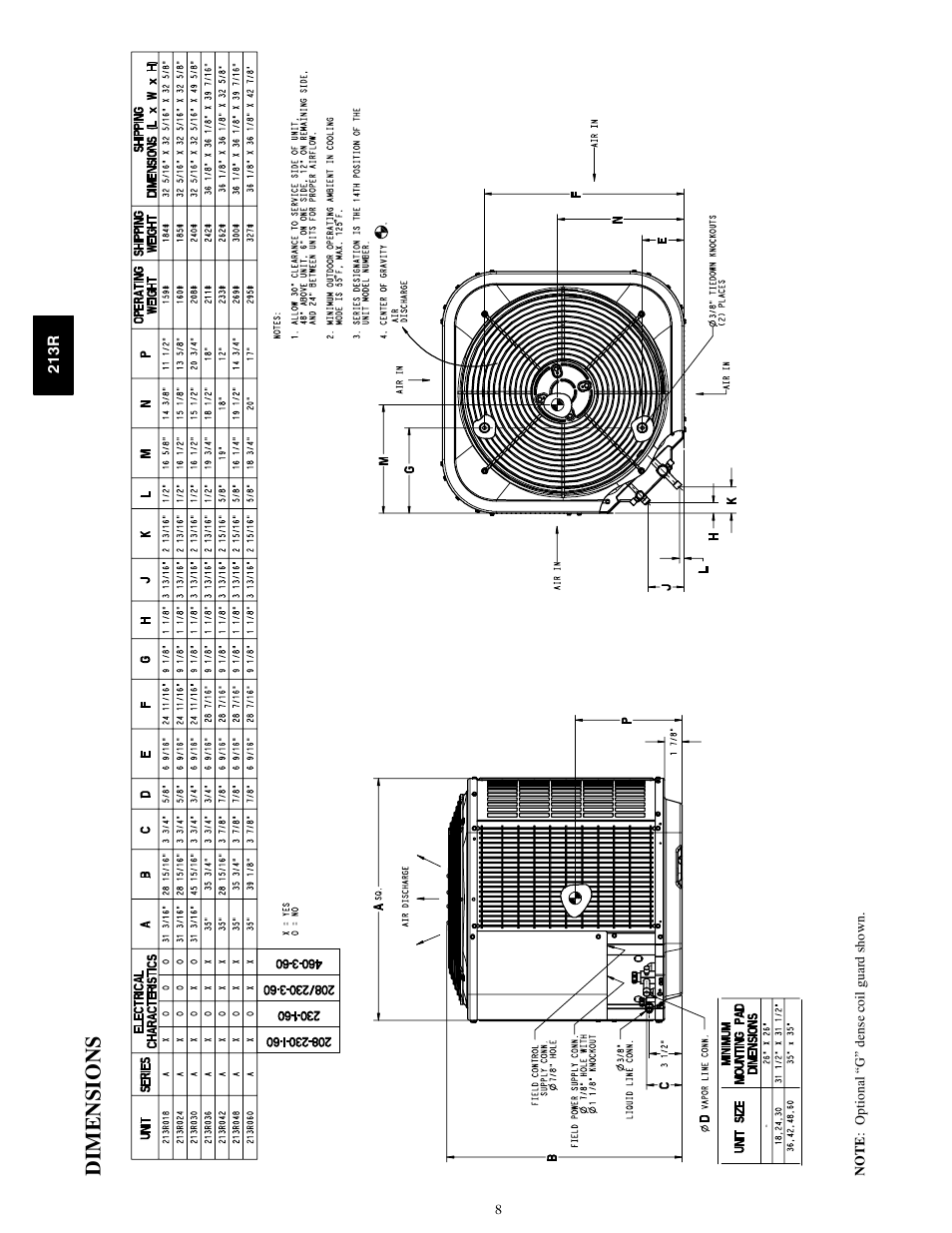 Di mens io ns | Bryant LEGACY 213R User Manual | Page 8 / 32