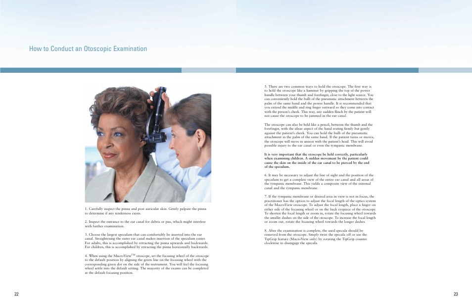 How to conduct an otoscopic examination | Welch Allyn A Guide To The Use Of Diagnostic Instruments In Eye And Ear Examinations - Quick Reference Guide User Manual | Page 12 / 16