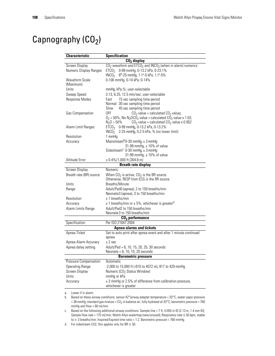 Capnography (co2), Capnography (co | Welch Allyn Vital Signs Monitor, Propaq Encore - Quick Reference Guide User Manual | Page 114 / 144