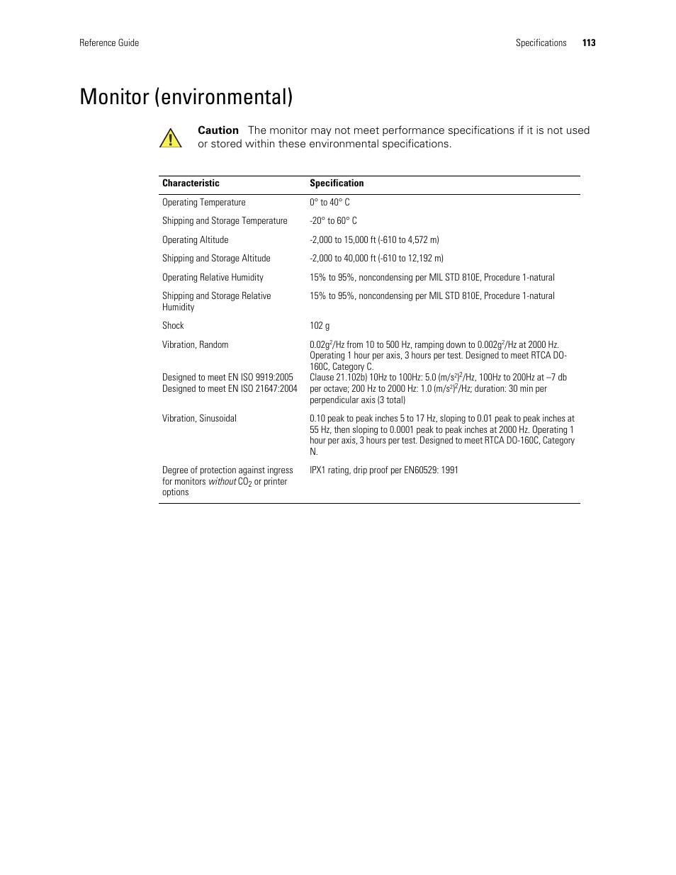 Monitor (environmental) | Welch Allyn Vital Signs Monitor, Propaq Encore - Quick Reference Guide User Manual | Page 119 / 144