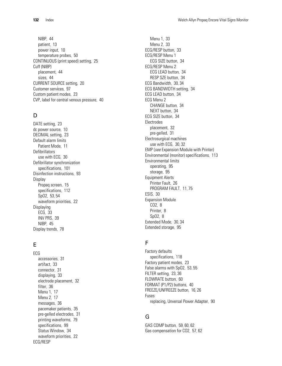 Welch Allyn Vital Signs Monitor, Propaq Encore - Quick Reference Guide User Manual | Page 138 / 144
