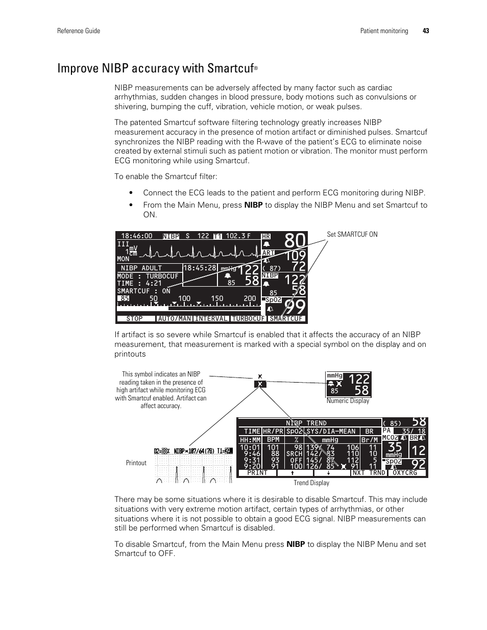 Improve nibp accuracy with smartcuf | Welch Allyn Vital Signs Monitor, Propaq Encore - Quick Reference Guide User Manual | Page 49 / 144