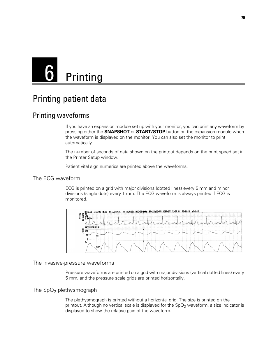Printing, Printing patient data, 6 - printing | Printing waveforms | Welch Allyn Vital Signs Monitor, Propaq Encore - Quick Reference Guide User Manual | Page 85 / 144