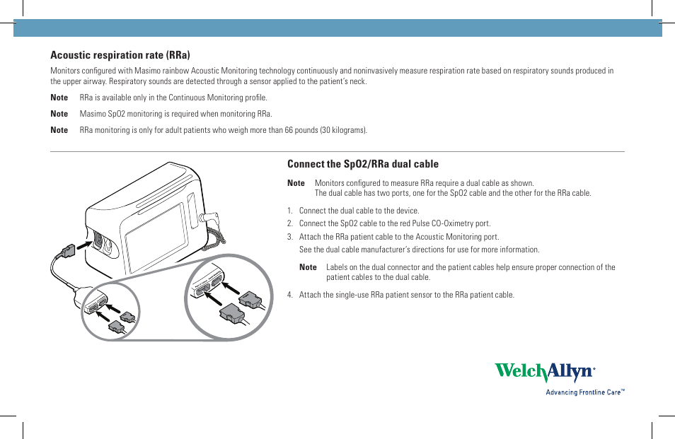 Welch Allyn VSM6000 Connect RRA - Quick Reference Guide User Manual | 2 pages