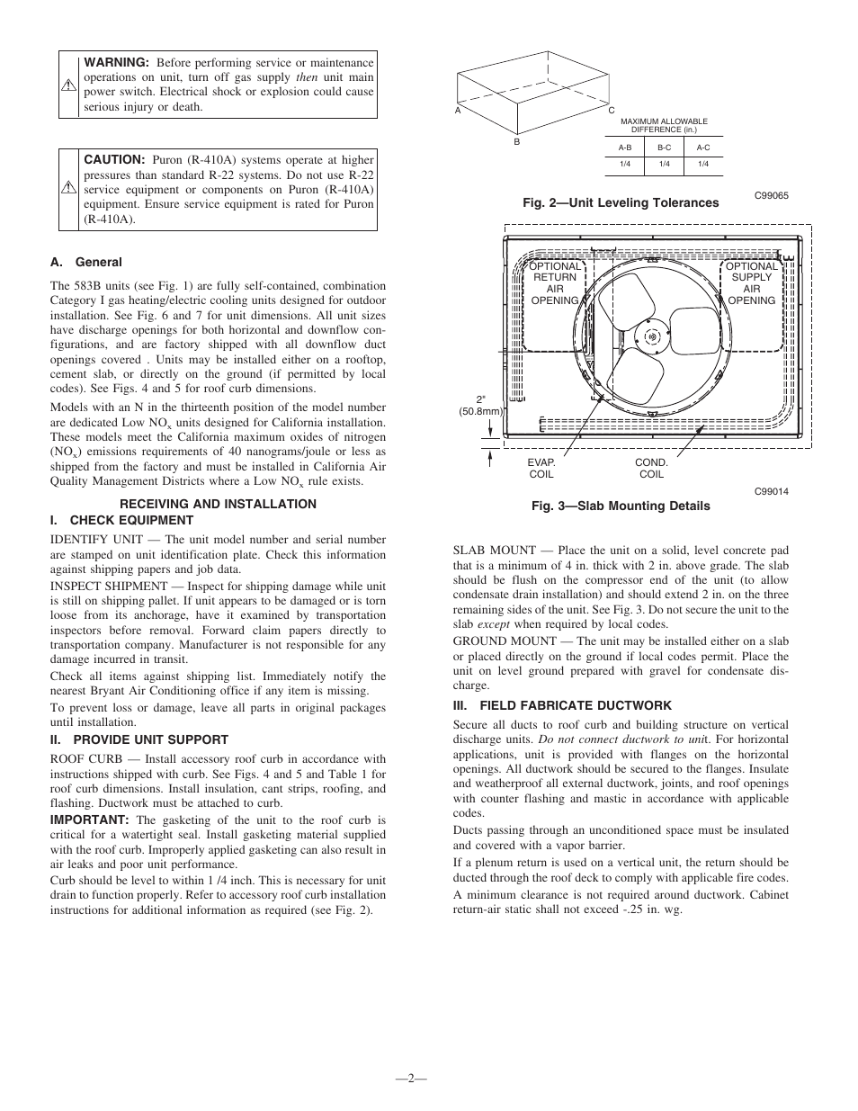 Bryant R-410A 583B User Manual | Page 2 / 30