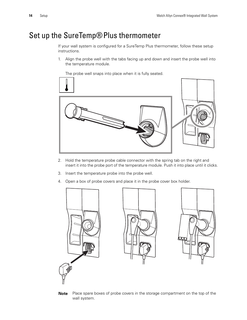Set up the suretemp® plus thermometer, Set up the suretemp, Plus thermometer | Welch Allyn Connex Integrated Wall System Start Up Guide - Installation Guide User Manual | Page 18 / 22