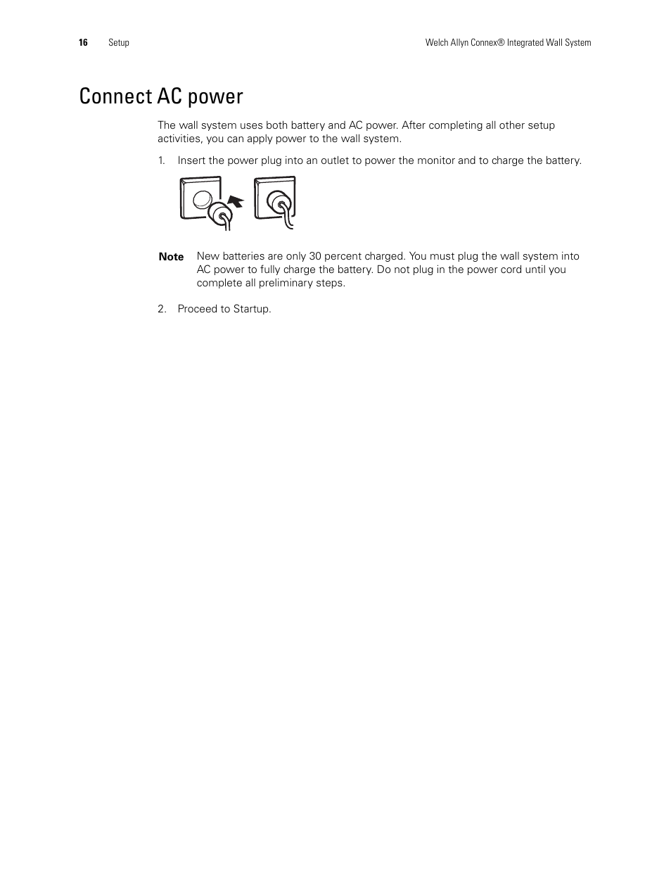 Connect ac power | Welch Allyn Connex Integrated Wall System Start Up Guide - Installation Guide User Manual | Page 20 / 22