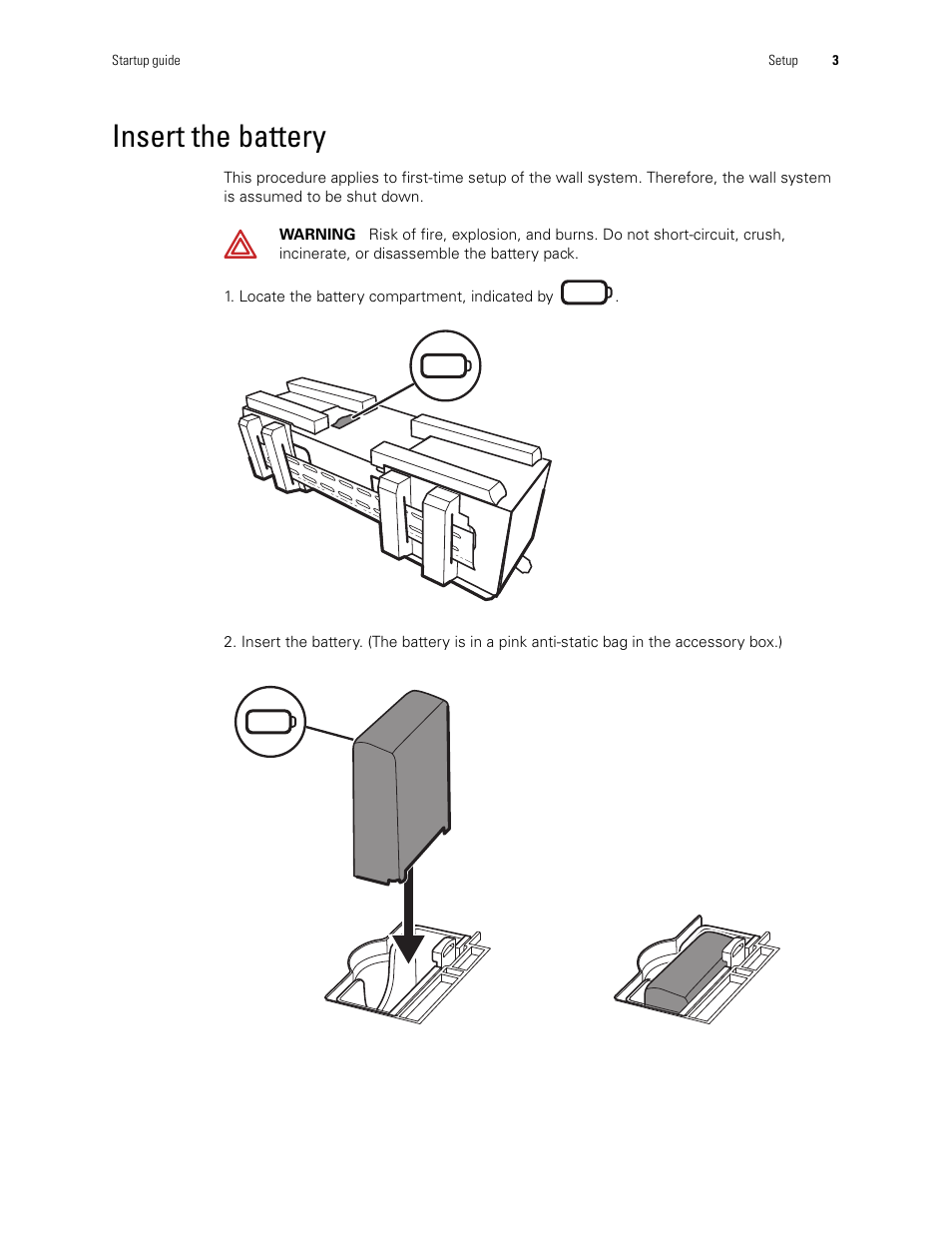 Insert the battery | Welch Allyn Connex Integrated Wall System Start Up Guide - Installation Guide User Manual | Page 7 / 22