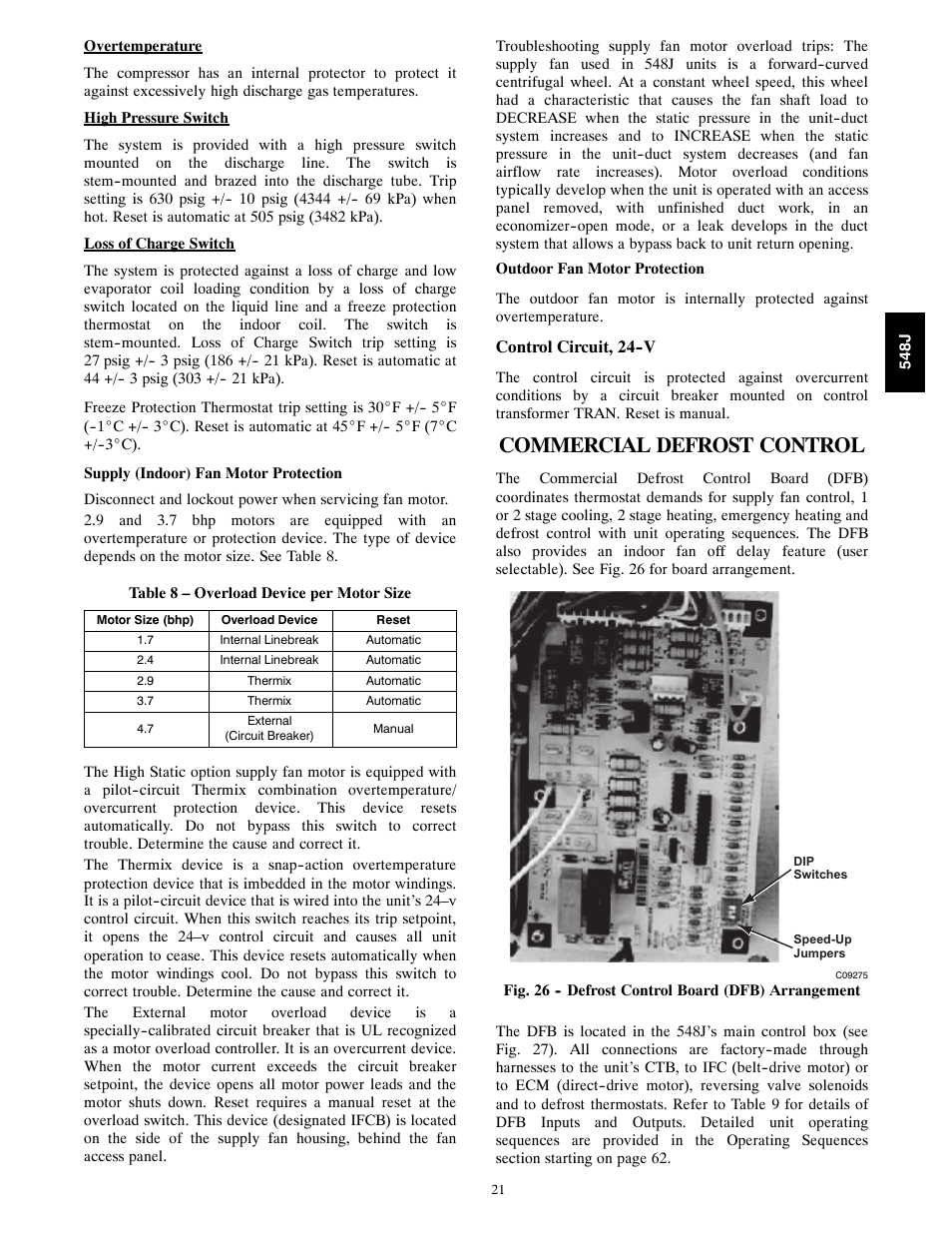 Commercial defrost control | Bryant 548J User Manual | Page 21 / 100