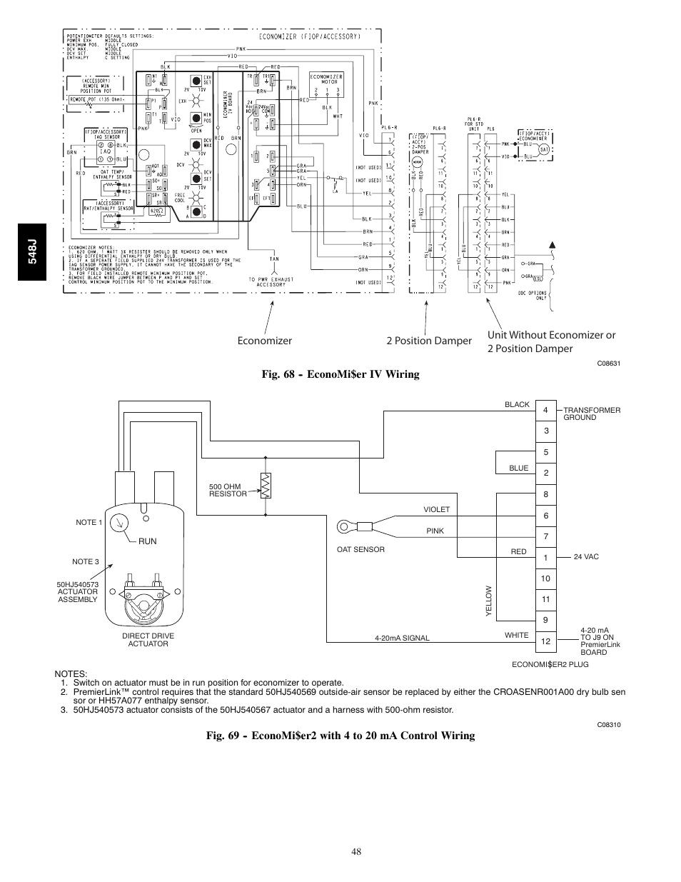 Fig. 68 -- economi$er iv wiring | Bryant 548J User Manual | Page 48 / 100