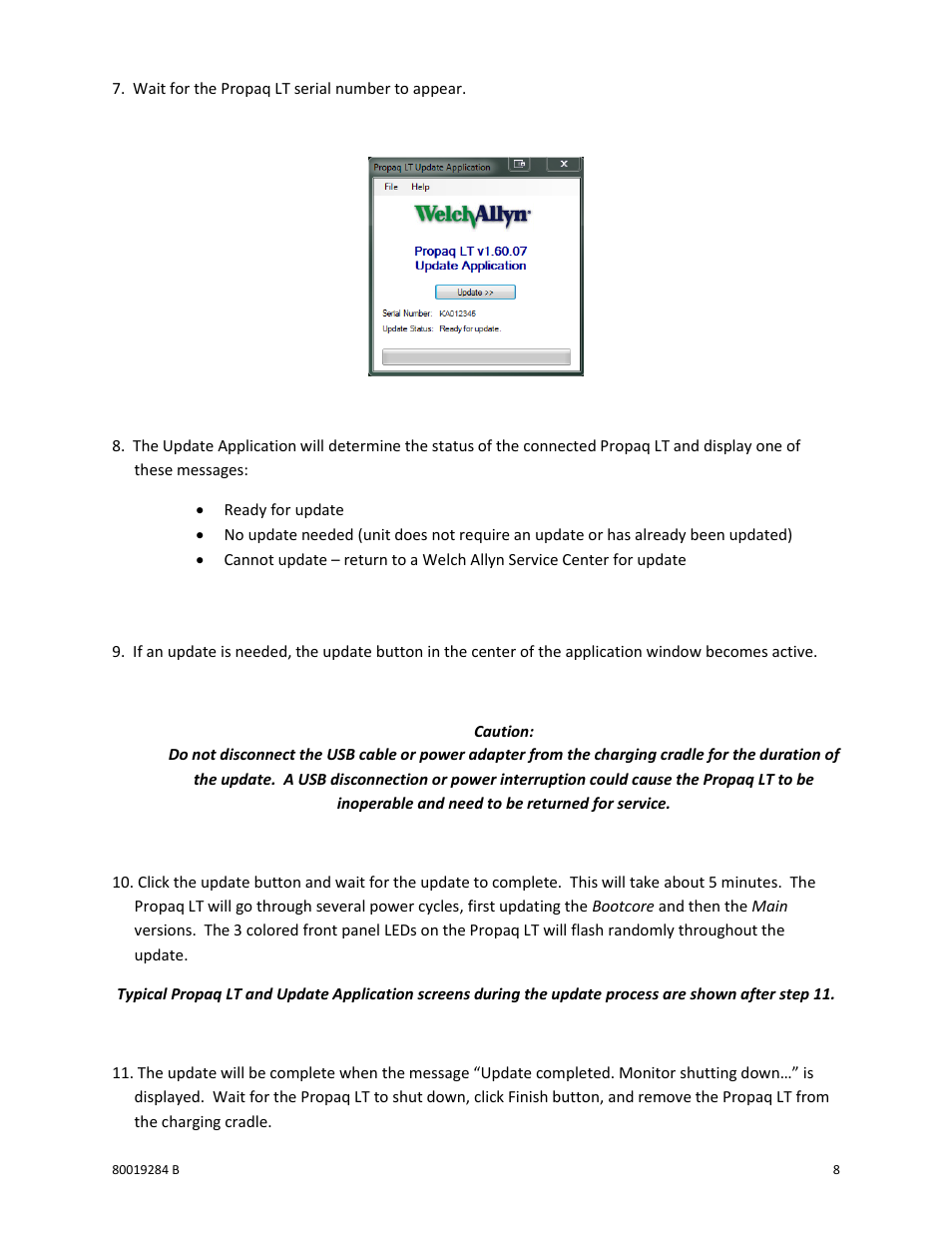 Welch Allyn Propaq LT v1.60.07 Update Application - Installation Guide User Manual | Page 8 / 10