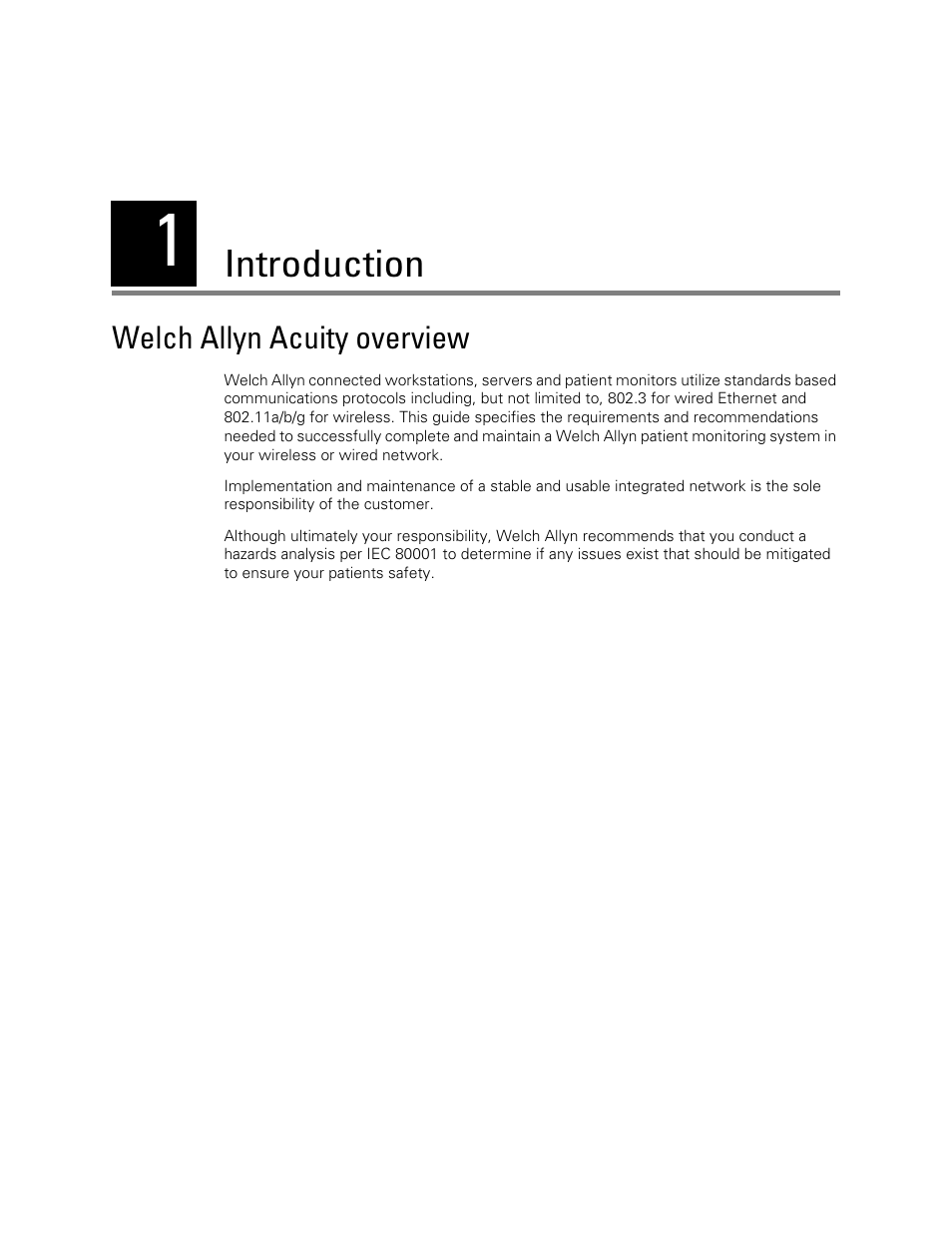 Introduction, Welch allyn acuity overview, 1 - introduction | Welch Allyn Connex and Acuity Network Installation Best Practices , User Manual - Installation Guide User Manual | Page 5 / 18