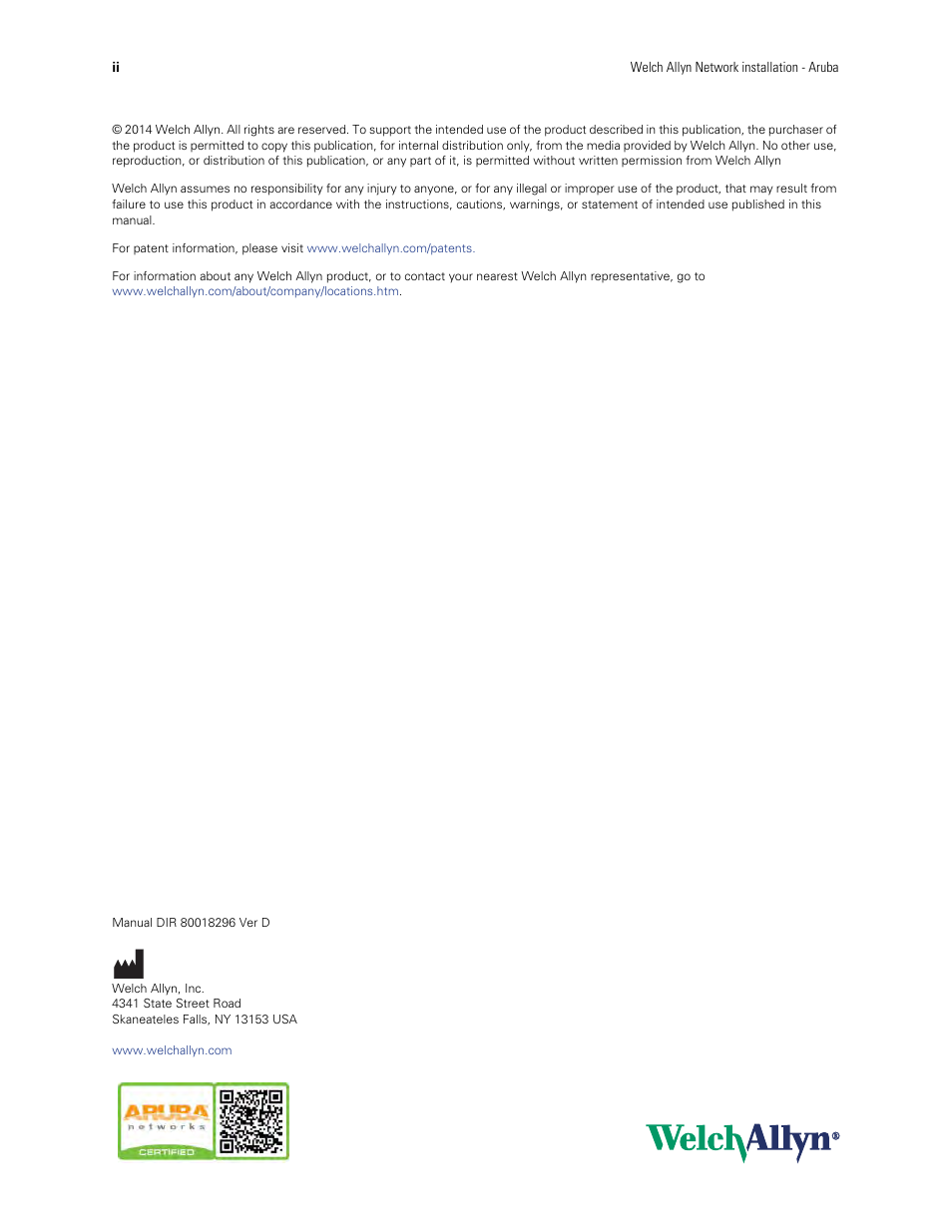 Welch Allyn Connex and Aruba Installation Best Practices, Radio software version 3.00.01 and later - Installation Guide User Manual | Page 2 / 8