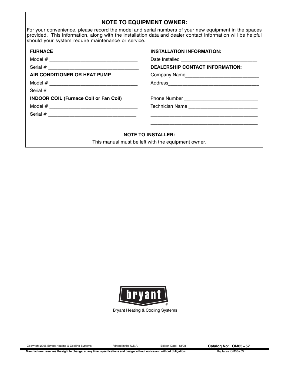 Bryant PLUS 95S 355CAV User Manual | Page 14 / 14