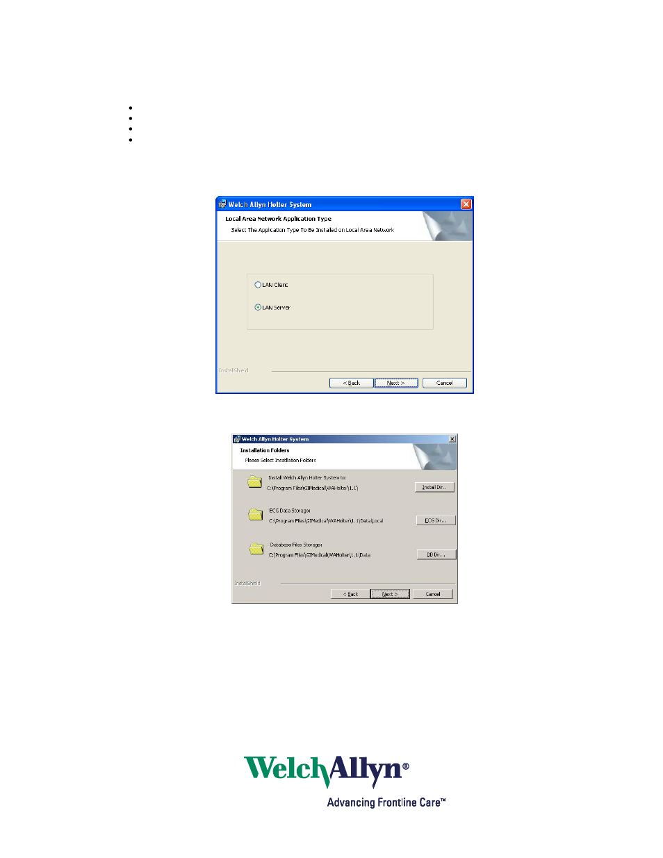Welch Allyn Holter Software PCH100 and PCH200, LAN - Installation Guide User Manual | Page 8 / 17