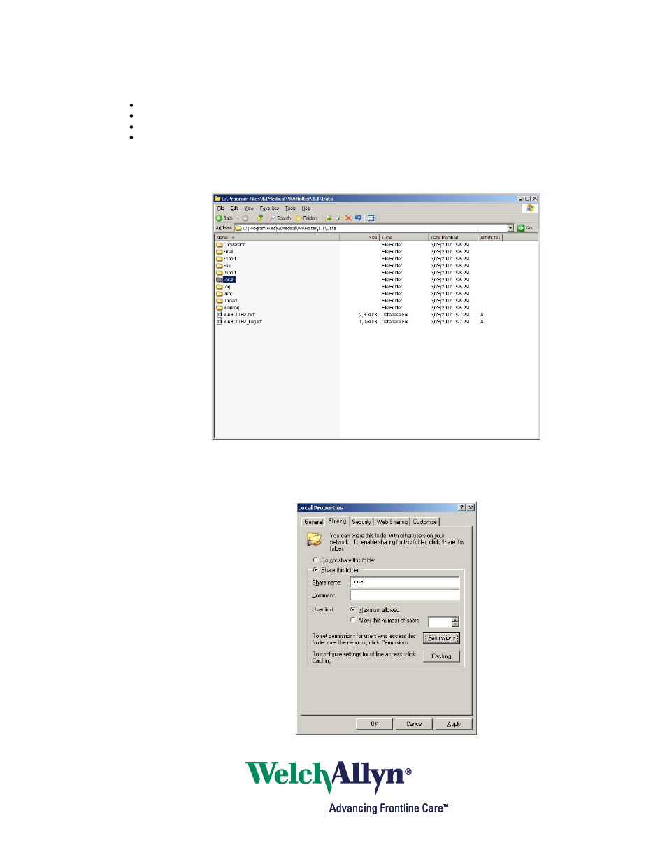 Welch Allyn Holter Software PCH100 and PCH200, LAN - Installation Guide User Manual | Page 9 / 17